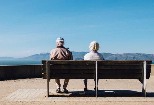 People sat on a bench