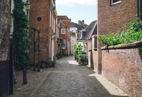 Narrow street with houses