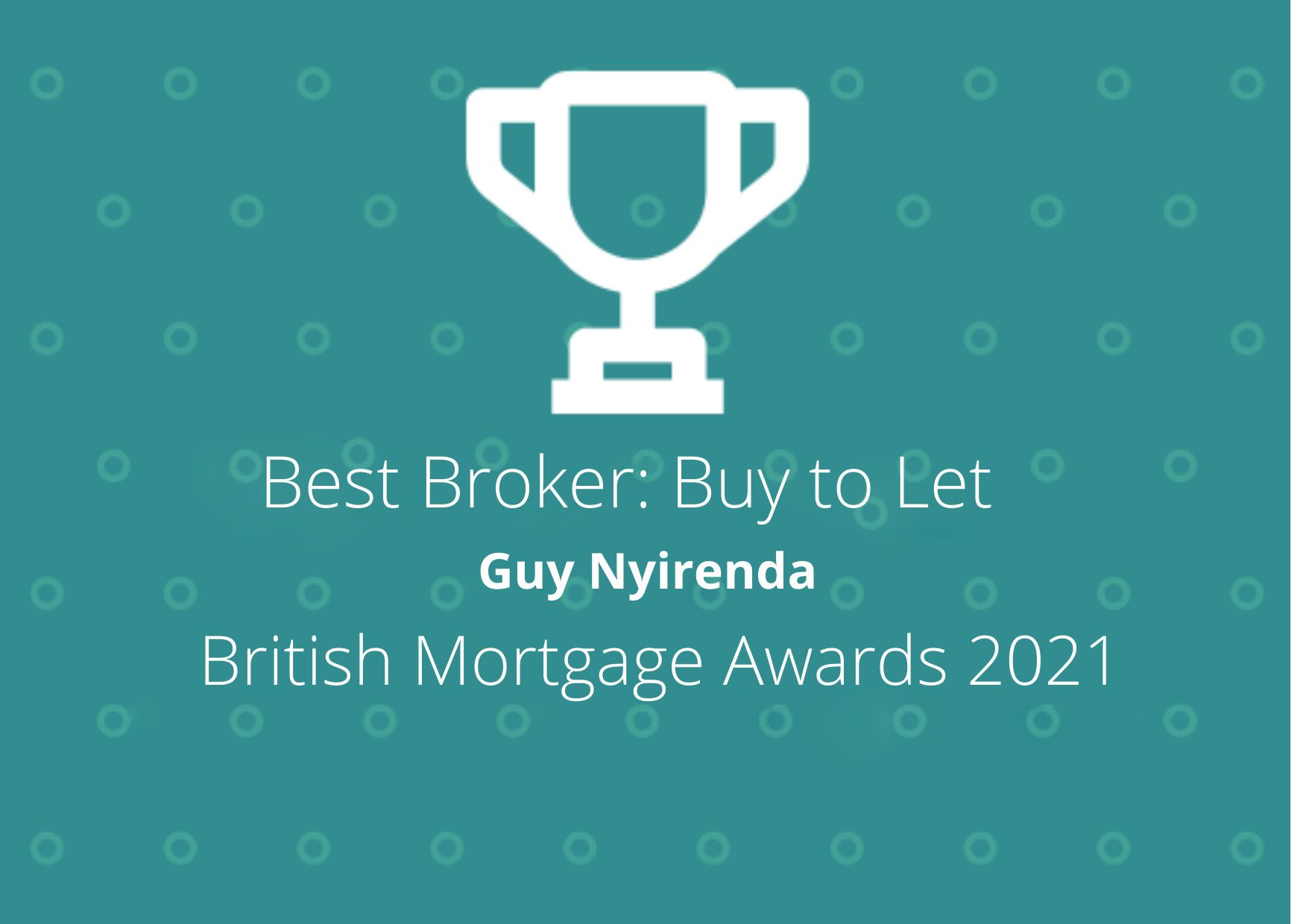 British Mortgage Awards 2021 trophy graphic for Best Broker: Buy to Let, Guy Njirenda, Coreco