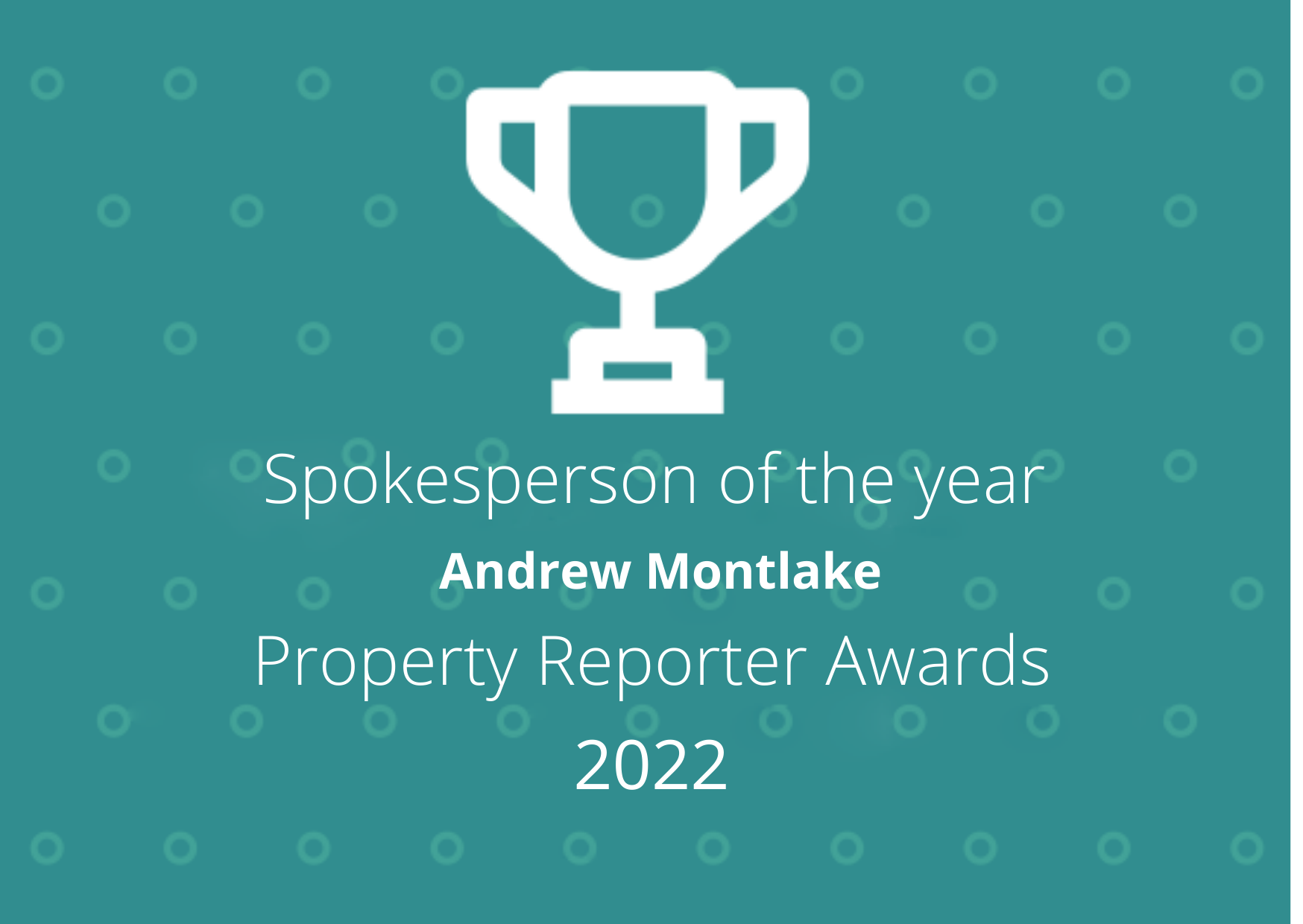Property Reporter Awards 2022 trophy graphic for Spokesperson of the Year, Andrew Montlake