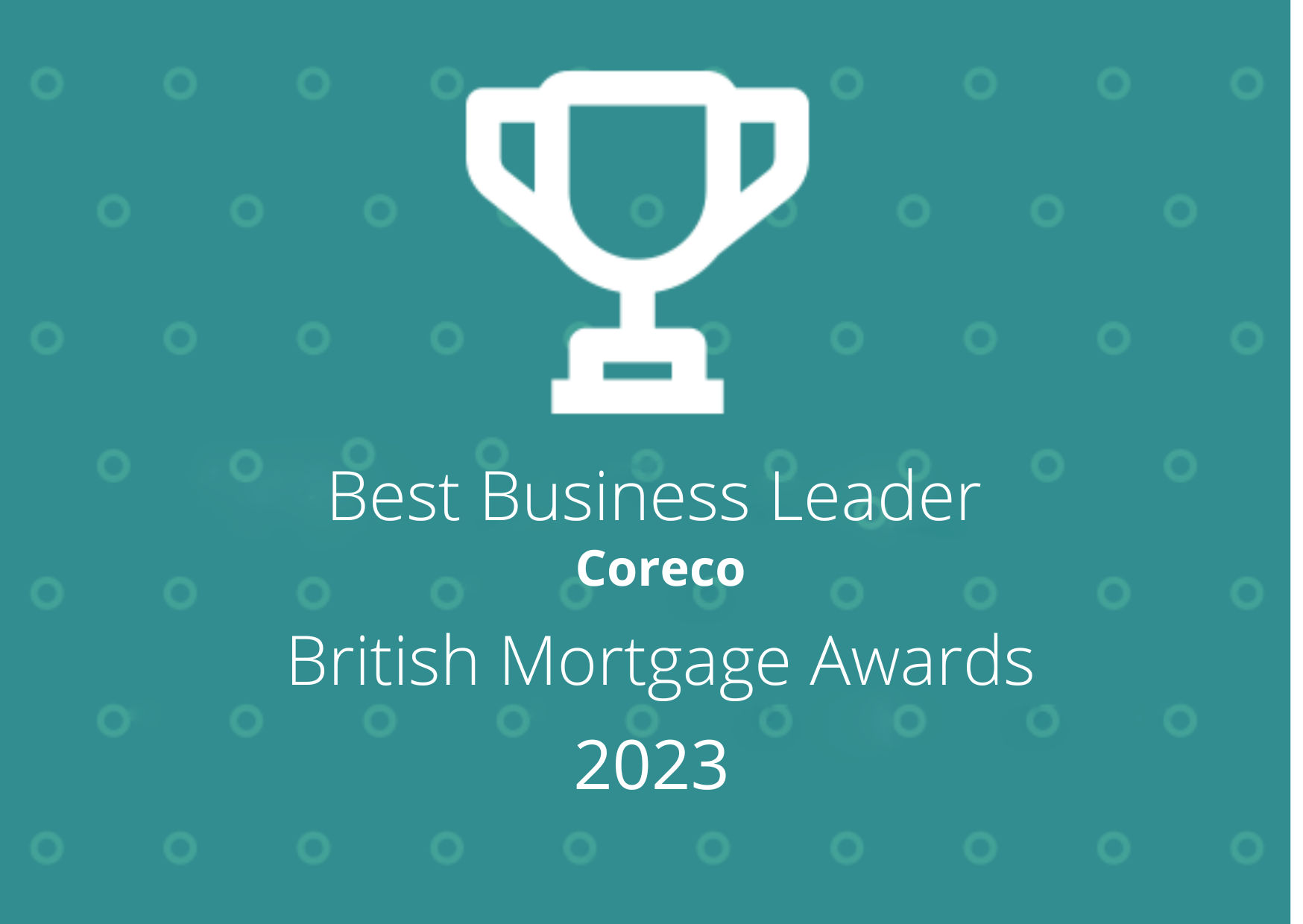 British Mortgage Awards 2023 trophy graphic, Coreco