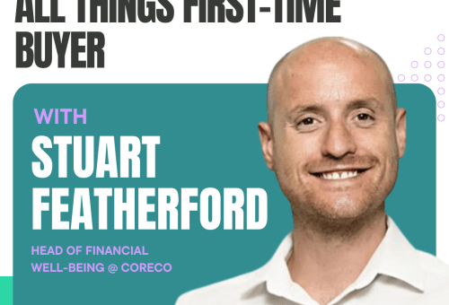 The Coreco Couch podcast graphic: All Things First-Time Buyer, with Stuart Featherford