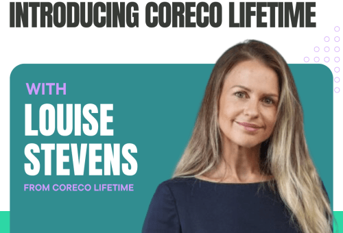 Introducing Coreco Lifetime graphic featuring Louise Stevens