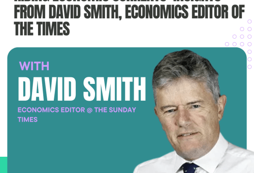 The Coreco Couch podcast graphic featuring David Smith, Economics Editor of The Times