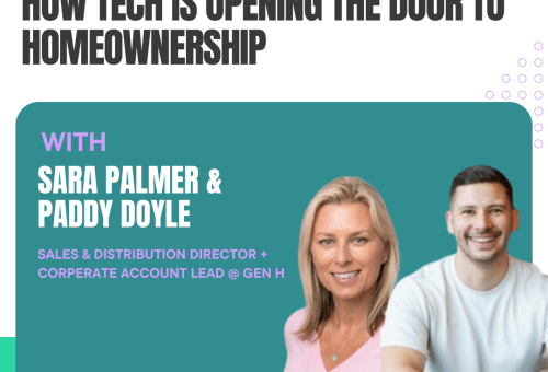 The Coreco Couch podcast graphic: How Tech is Opening the Door to Homeownership, with Sara Palmer & Paddy Doyle