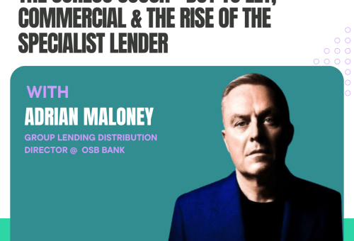 The Coreco Couch podcast graphic: Commercial & the Rise of the Specialist Lender, with Adrian Maloney